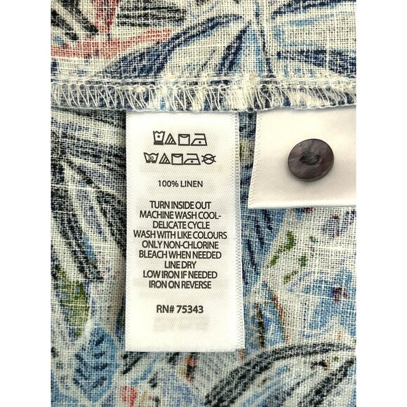 C&C California Botanical Print Linen Shirt Dress Medium Resort Wear Coastal Chic - Picture 6 of 6